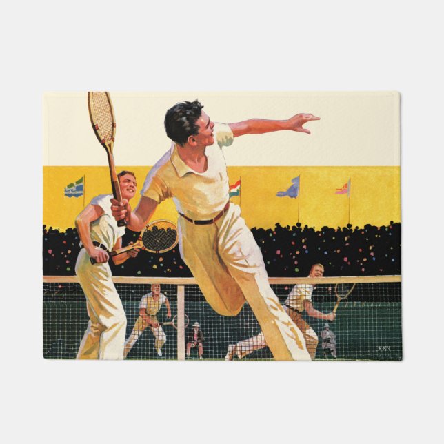 Doubles Tennis Match Deurmat (Voorkant)