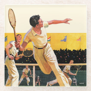 Doubles Tennis Match Glazen Onderzetter