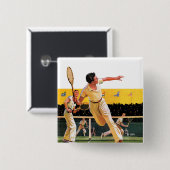 Doubles Tennis Match Vierkante Button 5,1 Cm (Voorkant /achterkant)