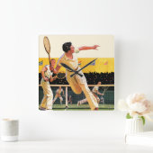 Doubles Tennis Match Vierkante Klok (Huis)