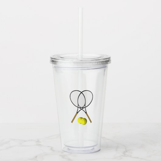 Doubles Tennis Sport Theme Acryl Drinkbeker (Voorkant)