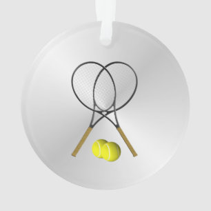 Doubles Tennis Sport Theme Silver Ornament