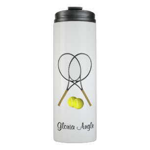 Doubles Tennis Sport Theme Silver Thermosbeker