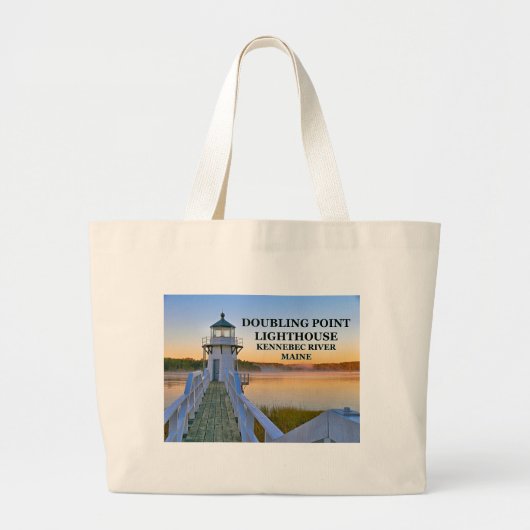Doubling Point Lighthouse, Arrowsic Island Grote Tote Bag (Voorkant)