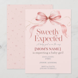 Douce Attente Invitation Baby Shower Rose Poussiér