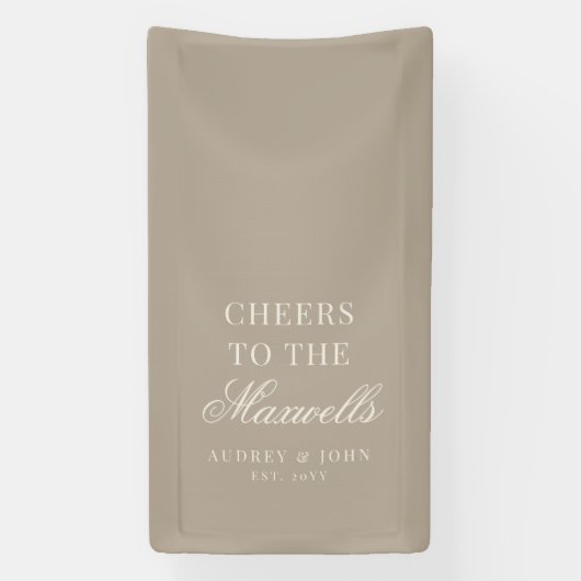 Douce Bannière de Mariage Script Taupe Ivoire Chee (Verticale)
