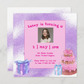 Douce Célébration : Invitation d'anniversaire Rose (Devant / Derrière)