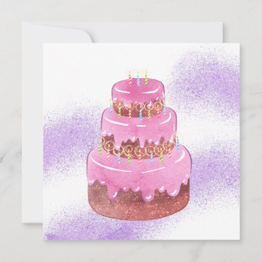 Douce Célébration : Invitation d'anniversaire Rose (Dos)