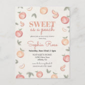 Douce comme un invitation baby shower pêche (Devant)