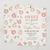 Douce comme un invitation baby shower pêche (Devant / Derrière)
