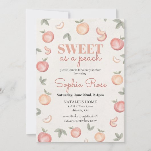 Douce comme une invitation pour une baby shower à  (Devant)