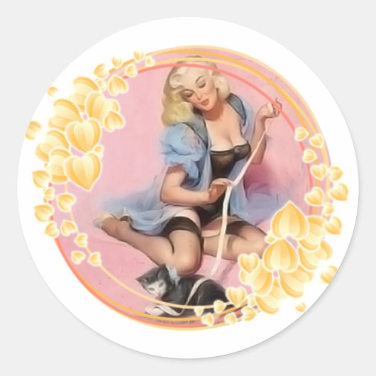 Douce dame avec Stickers Chat & Étiquettes (Devant)