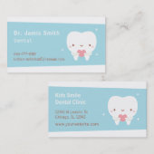 Douce dent avec le coeur Dentiste Carte de visite (Devant / Derrière)