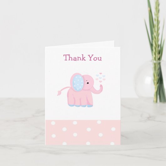 Douce Éléphant Rose Bébé Merci (Devant)