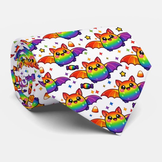 🦇🌈 Douce & Fangtastique Cravate Chauve‑Souris Ar (Roulé)