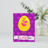 Douce fille amoureuse avec message, carte postale (Debout devant)