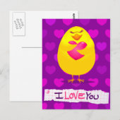 Douce fille amoureuse avec message, carte postale (Devant / Derrière)