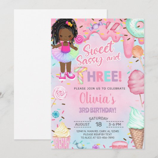 Douce, impertinente et trois fille invitation d'an (Devant / Derrière)