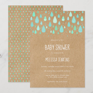 Douce Invitation Baby Shower Bohème Kraft Gouttes