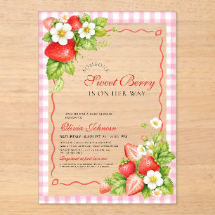 Douce Invitation Baby Shower en Acrylique Rose à C