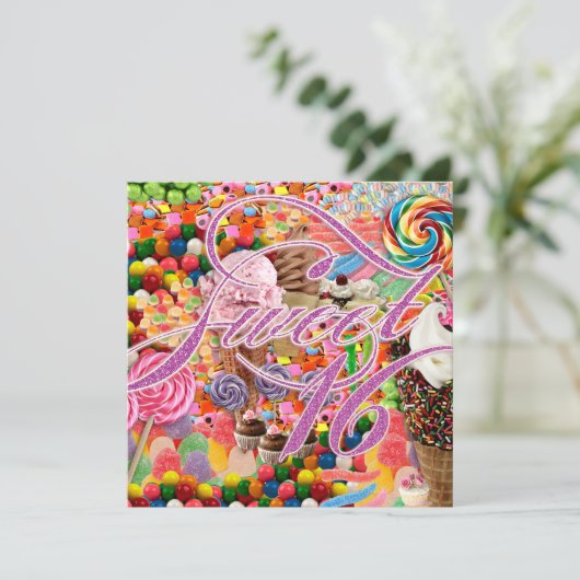 Douce Invitation de 16 fêtes Parties scintillant r (Debout devant)