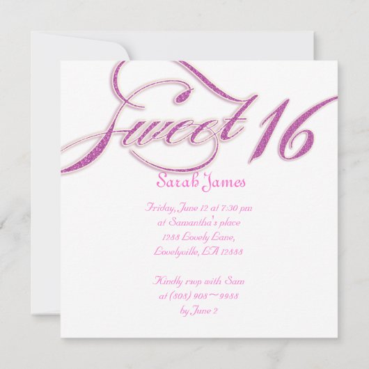 Douce Invitation de 16 fêtes Parties scintillant r (Dos)