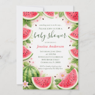 Douce Invitation de Baby Shower Corail Pastèque Aq
