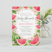 Douce Invitation de Baby Shower Corail Pastèque Aq (Debout devant)
