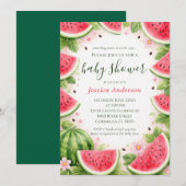 Douce Invitation de Baby Shower Corail Pastèque Aq (Devant / Derrière)