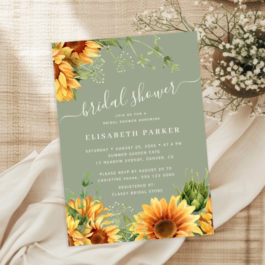 Douce invitation de douche de mariée au jardin flo