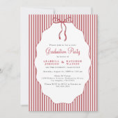Douce invitation de fin d'études à rayures rouges  (Devant)