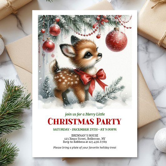 Douce invitation de Noël à l'aquarelle pour bébé c