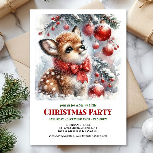 Douce invitation de Noël à l'aquarelle pour bébé c