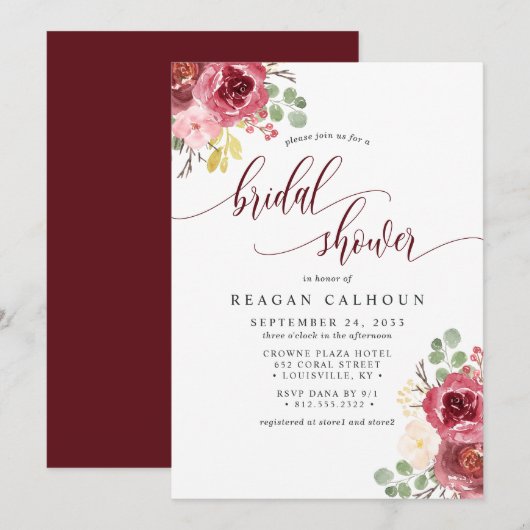 Douce Invitation de Réception de Mariage Florale A (Devant / Derrière)