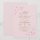 Douce Invitation Fille pour Baby Shower avec des c (Devant / Derrière)