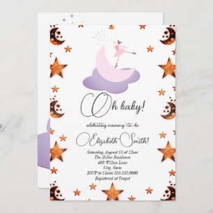 Douce lune de ballerine, invitation baby shower