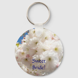 Douce Mariée ! porte-clés Fleurs Roses Blanches