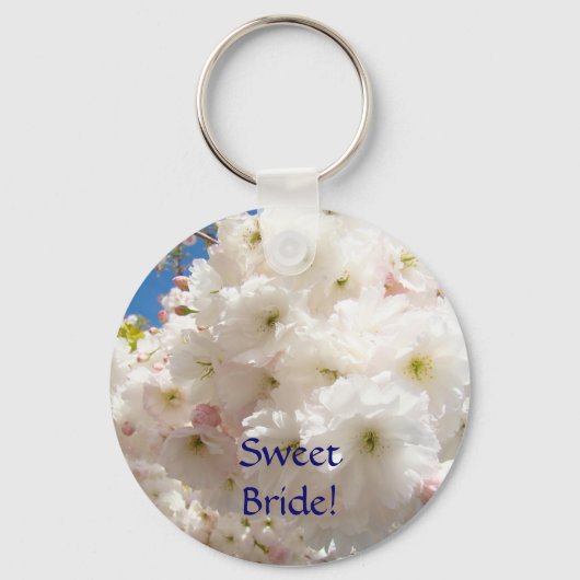 Douce Mariée ! porte-clés Fleurs Roses Blanches (Recto)