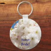 Douce Mariée ! porte-clés Fleurs Roses Blanches (Recto)