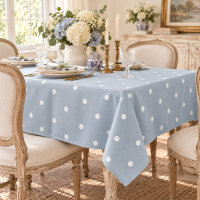 Douce Nappe Vintage à pois Bleu Blanc