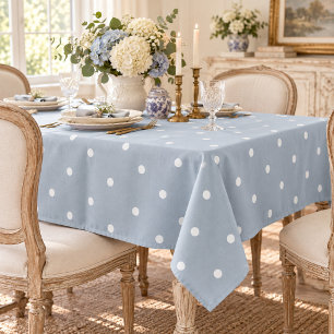 Douce Nappe Vintage à pois Bleu Blanc