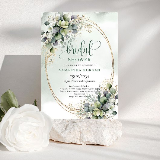 Douce Romance Vert et Blanc Invitation de Réceptio