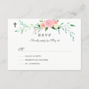 Douce RSVP de baptême floral