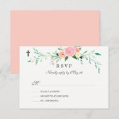 Douce RSVP de baptême floral (Devant / Derrière)
