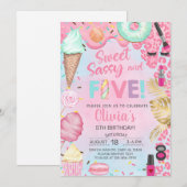 Douce, Sassy et Five fille invitation d'anniversai (Devant / Derrière)
