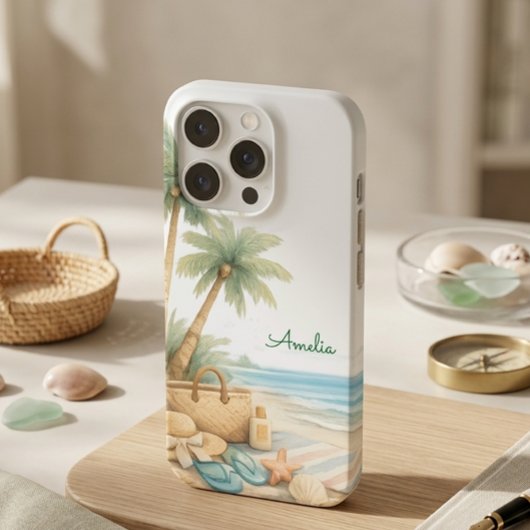 Douce Sérénité de la Plage Bleue Élégante Minimali