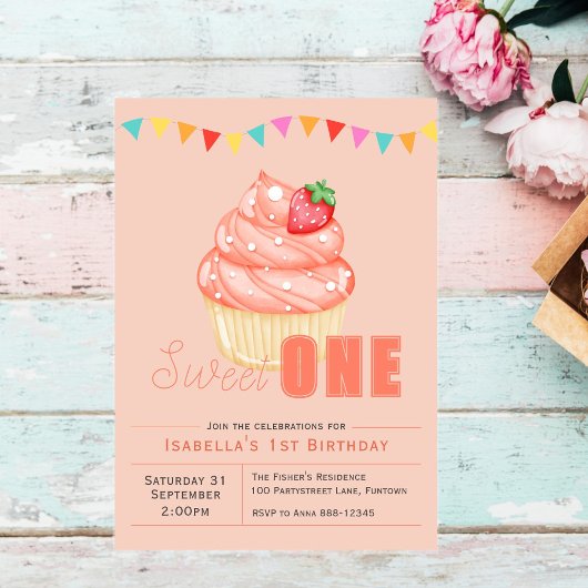 Douce UNE, invitation cupcake pour la fête du 1er 