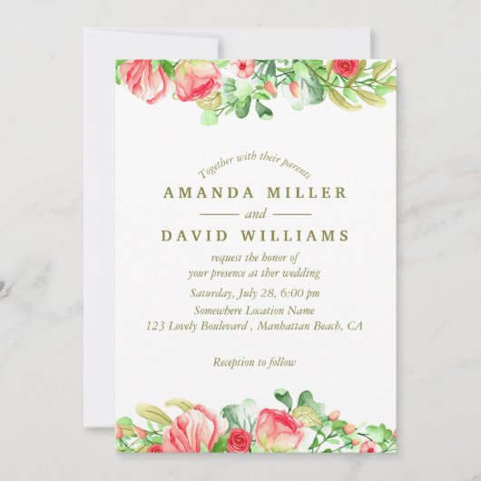 Doucement romantique | Faire-part de mariage flora (Devant)