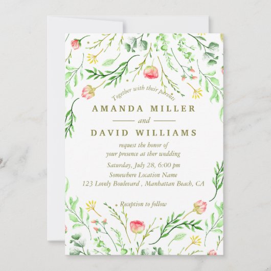 Doucement romantique | Faire-part de mariage flora (Devant)