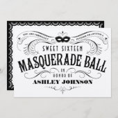 Douceur d'argent brillant 16 Invitations de bal ma (Devant / Derrière)